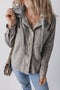 Hooded Drawstring Pockets Corduroy Shacket